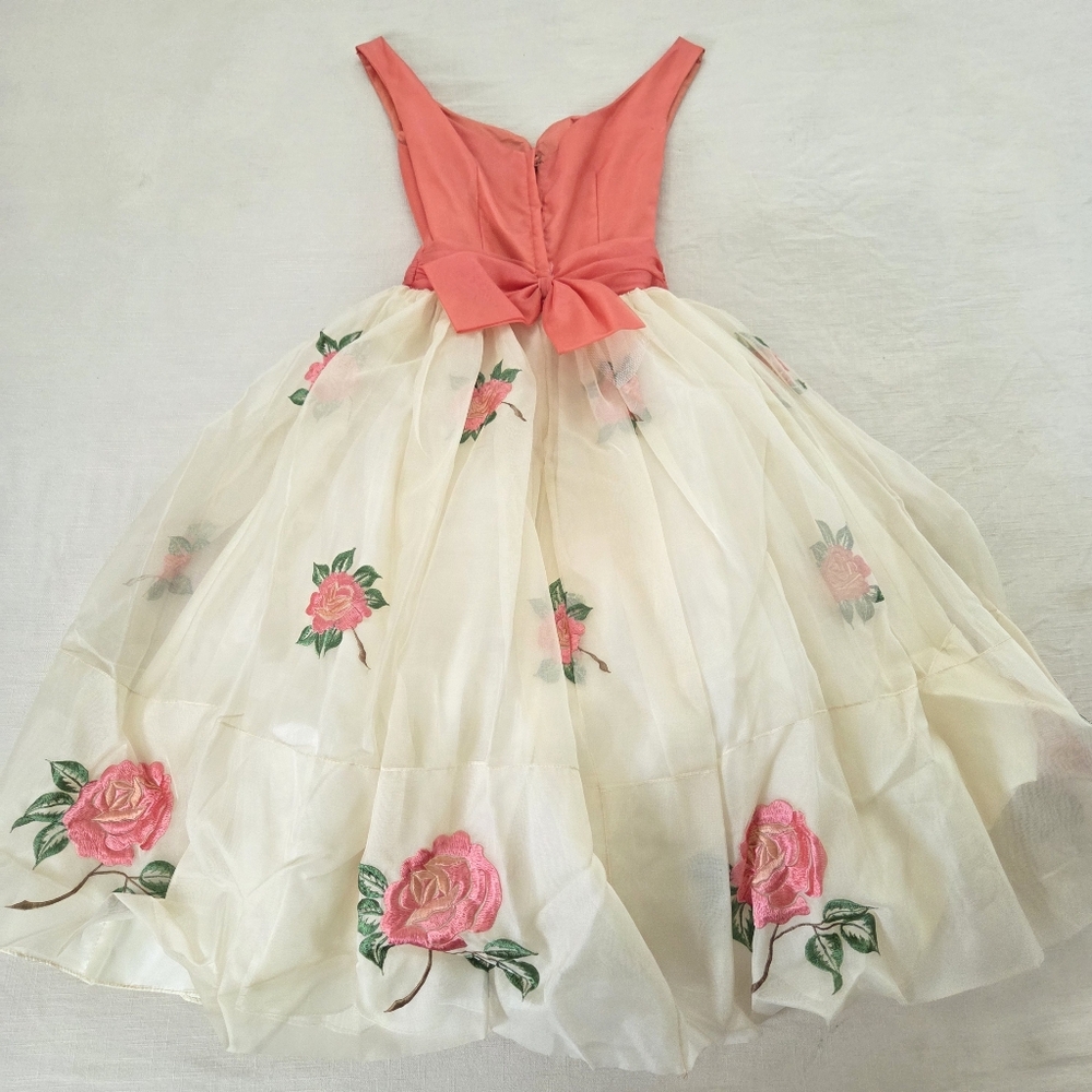Vintage 50s/60s Floral Sheer Dress XXS? XS Womens - Picture 4 of 16
